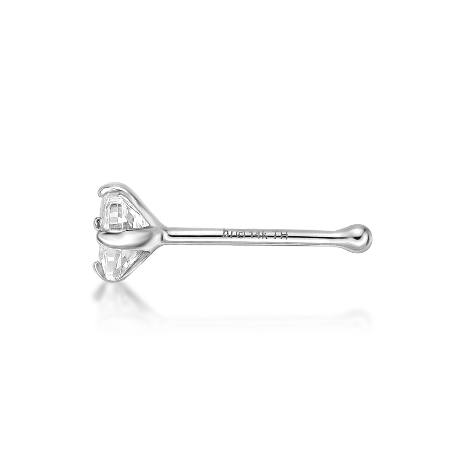 14K Cubic Zirconia Nose Stud - 20G