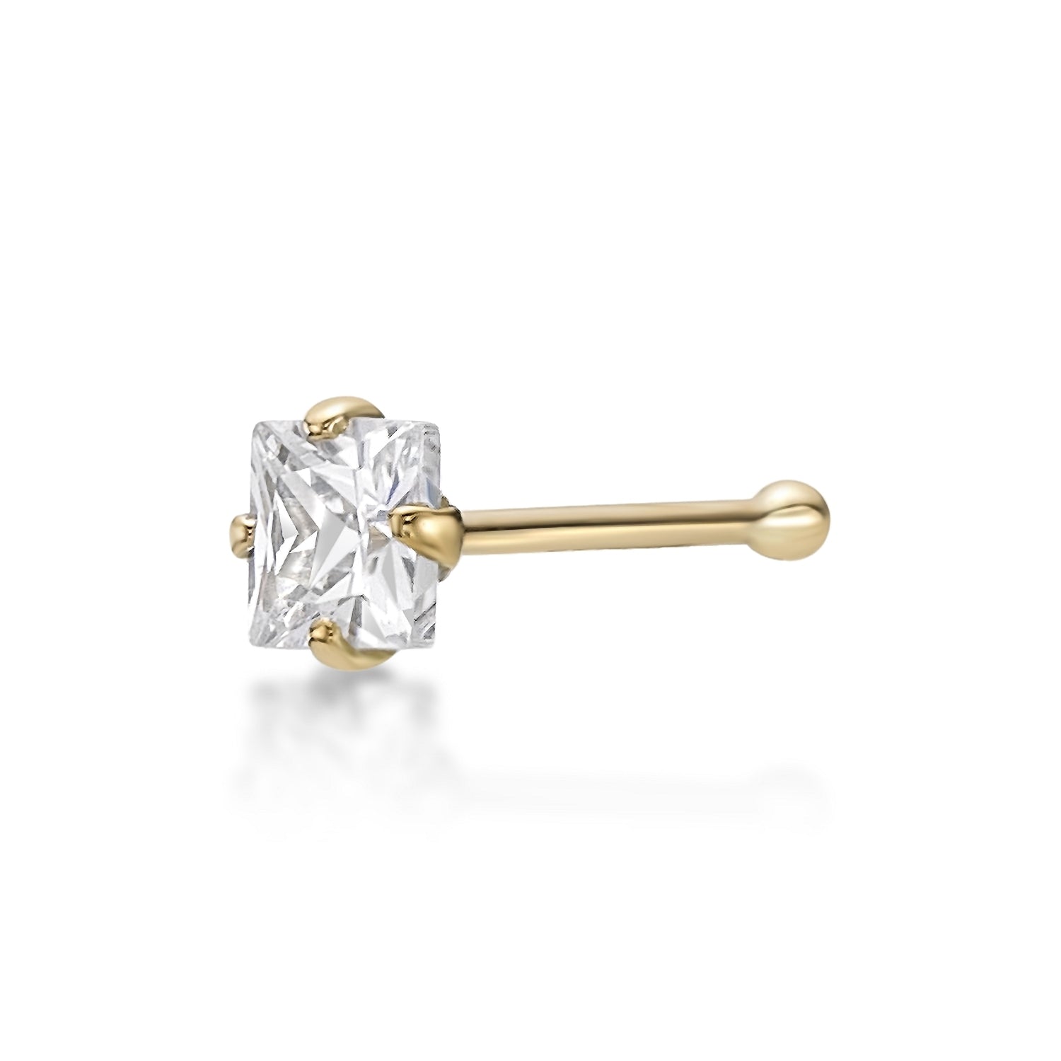 14K Cubic Zirconia Nose Stud - 20G
