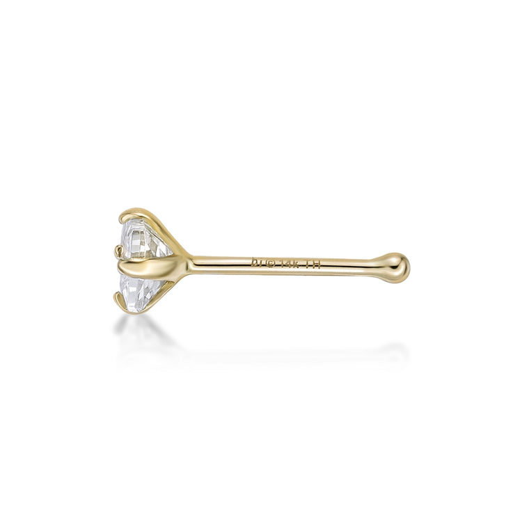 14K Cubic Zirconia Nose Stud - 20G