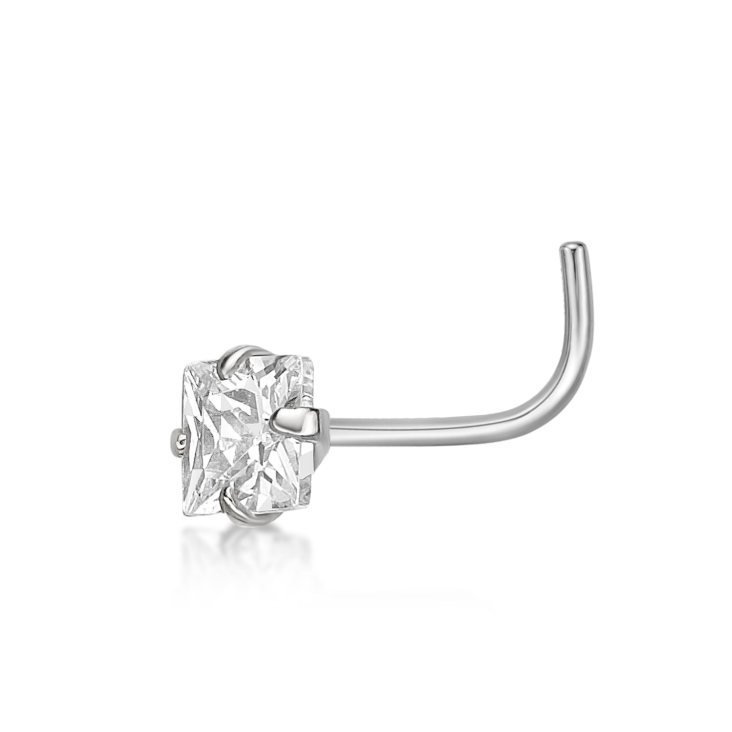 14K Screw Cubic Zirconia Nose Ring - 20G