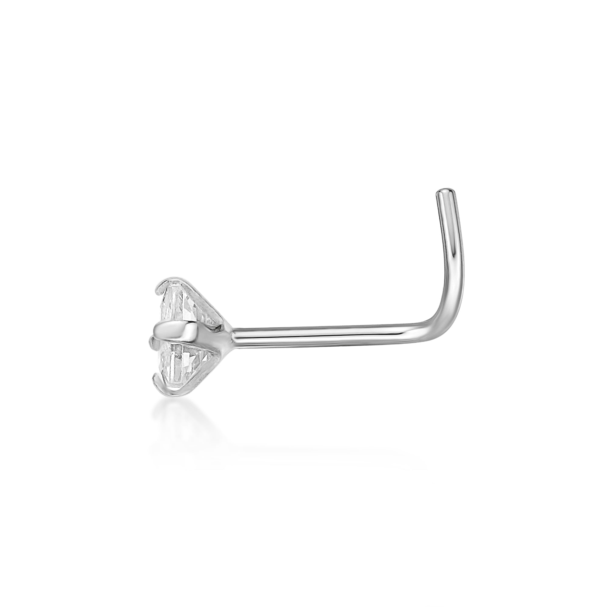 14K Screw Cubic Zirconia Nose Ring - 20G