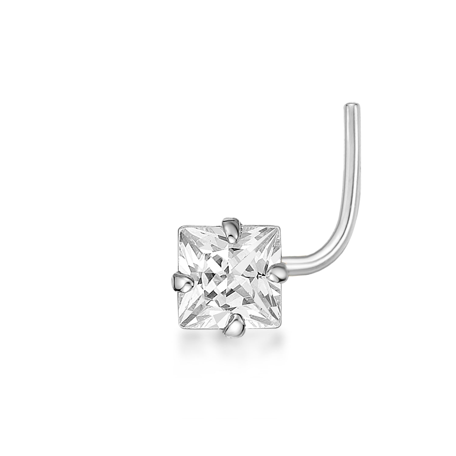 14K Screw Cubic Zirconia Nose Ring - 20G