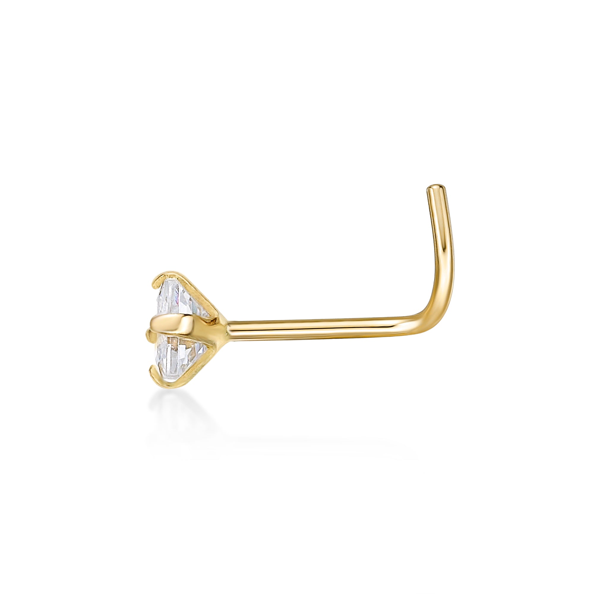 14K Screw Cubic Zirconia Nose Ring - 20G