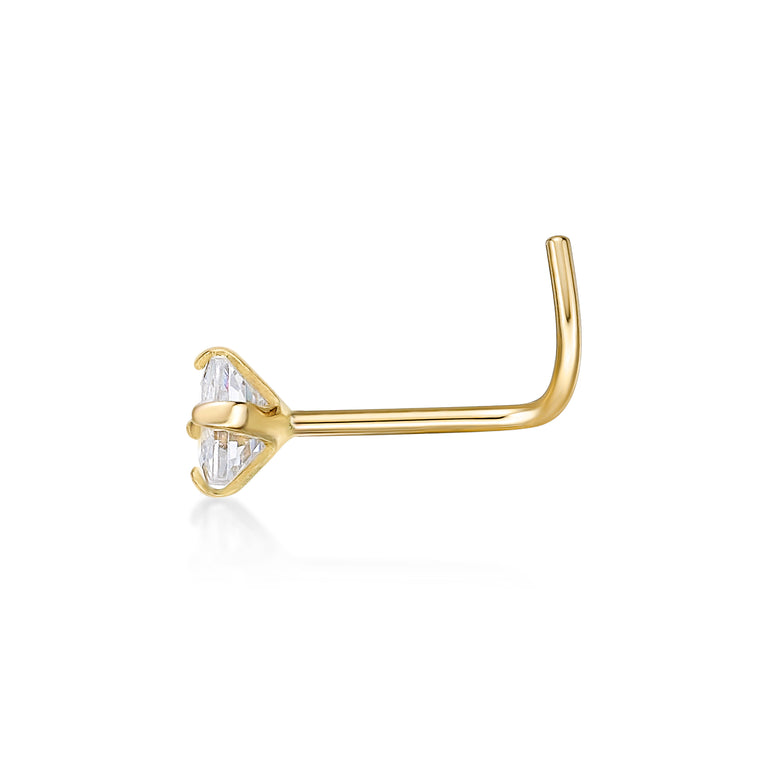 14K Screw Cubic Zirconia Nose Ring - 20G