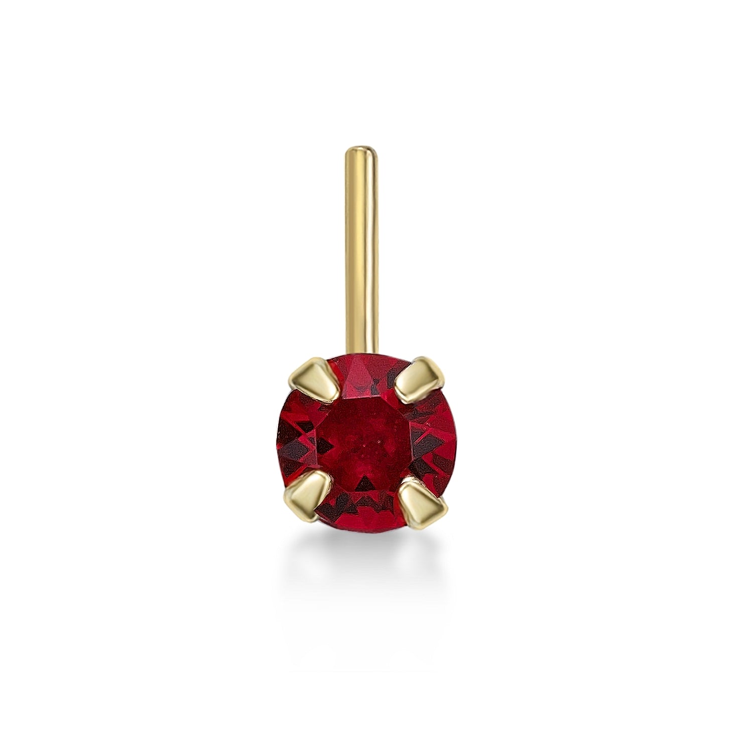 14K L-Shpaed Red Swarovski Nose Ring - 20G