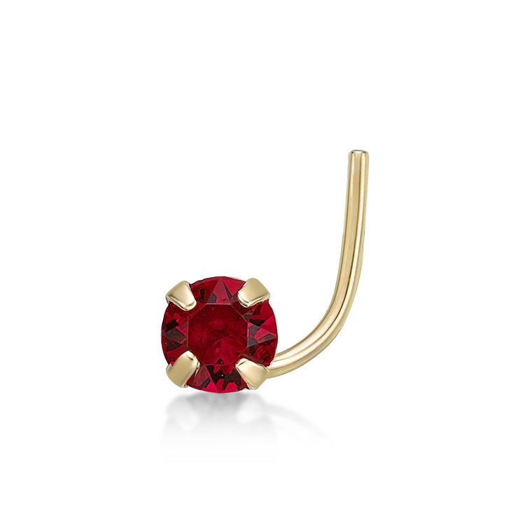 14K Curved Red Swarovski Nose Ring - 20G
