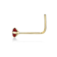 14K Curved Red Swarovski Nose Ring - 20G