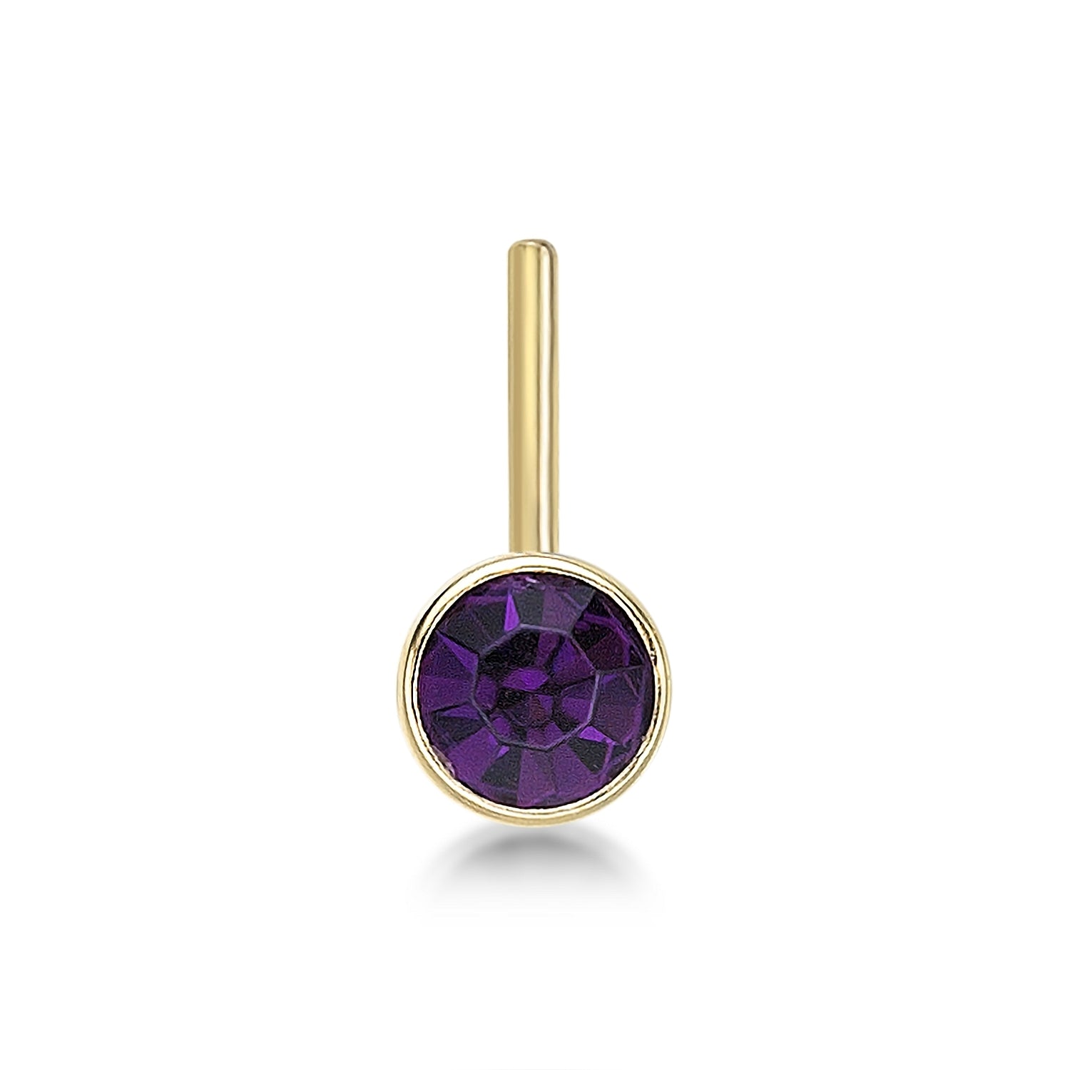 14K L-Shpaed Purple Swarovski Nose Ring - 20G