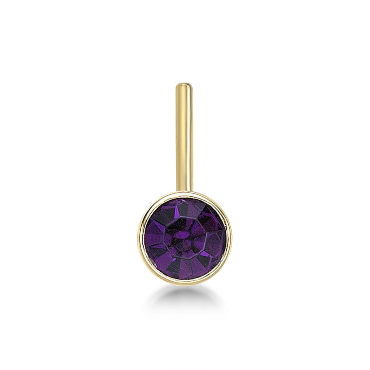 14K L-Shpaed Purple Swarovski Nose Ring - 20G