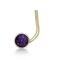 14K Curved Purple Swarovski Nose Ring - 20G