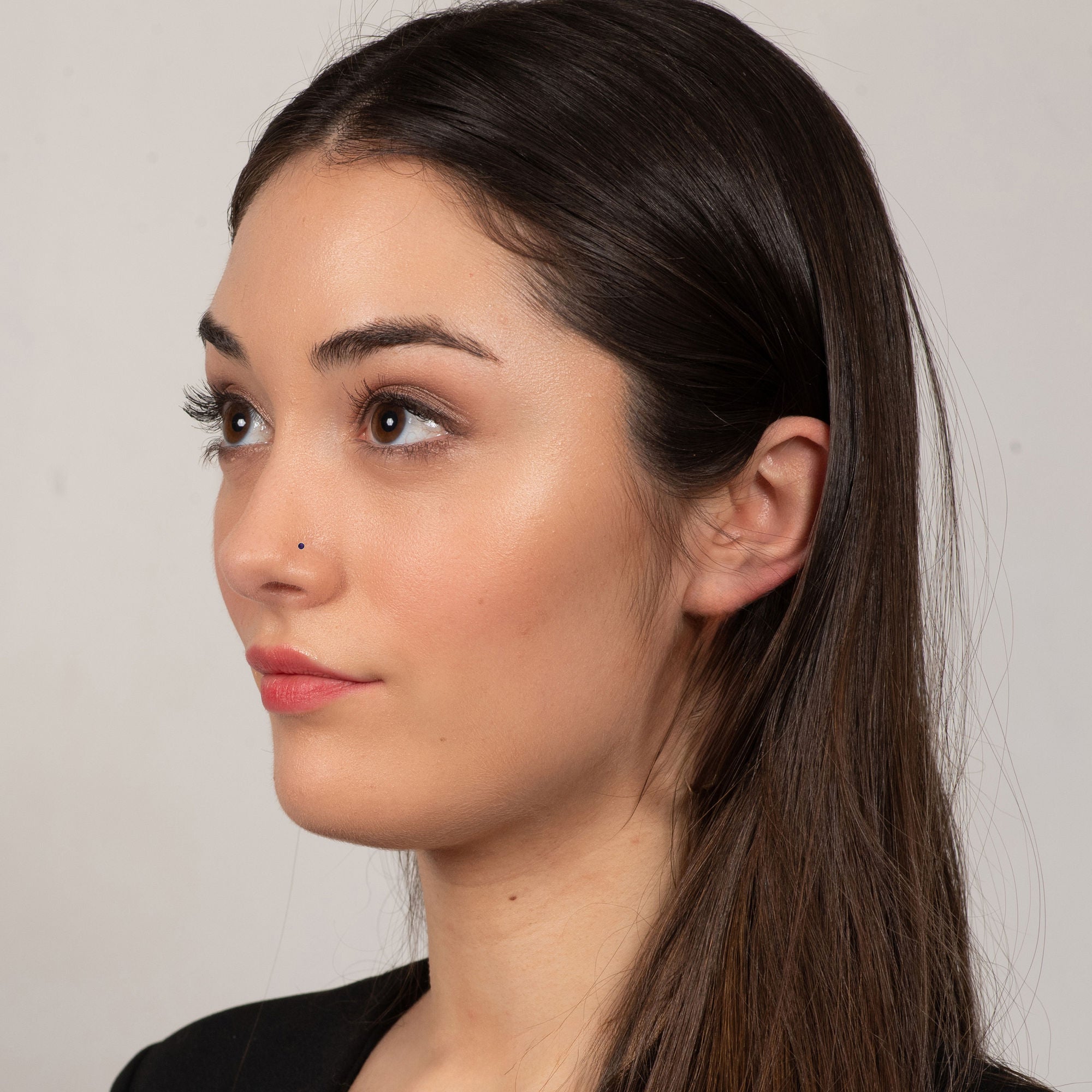 14K Curved Purple Swarovski Nose Ring - 20G