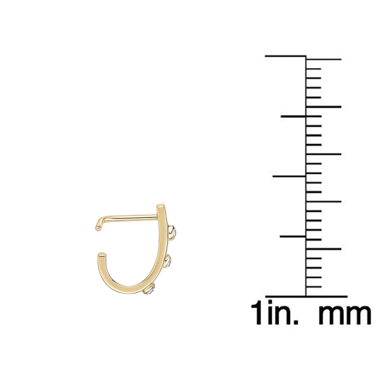 14K CZ Faux Hoop L-Shaped Cubic Zirconia Nose Ring - 20G