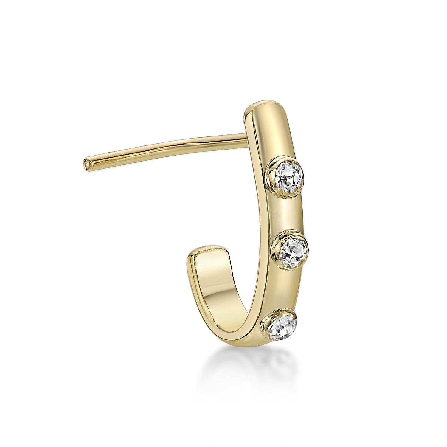 14K CZ Faux Hoop L-Shaped Cubic Zirconia Nose Ring - 20G