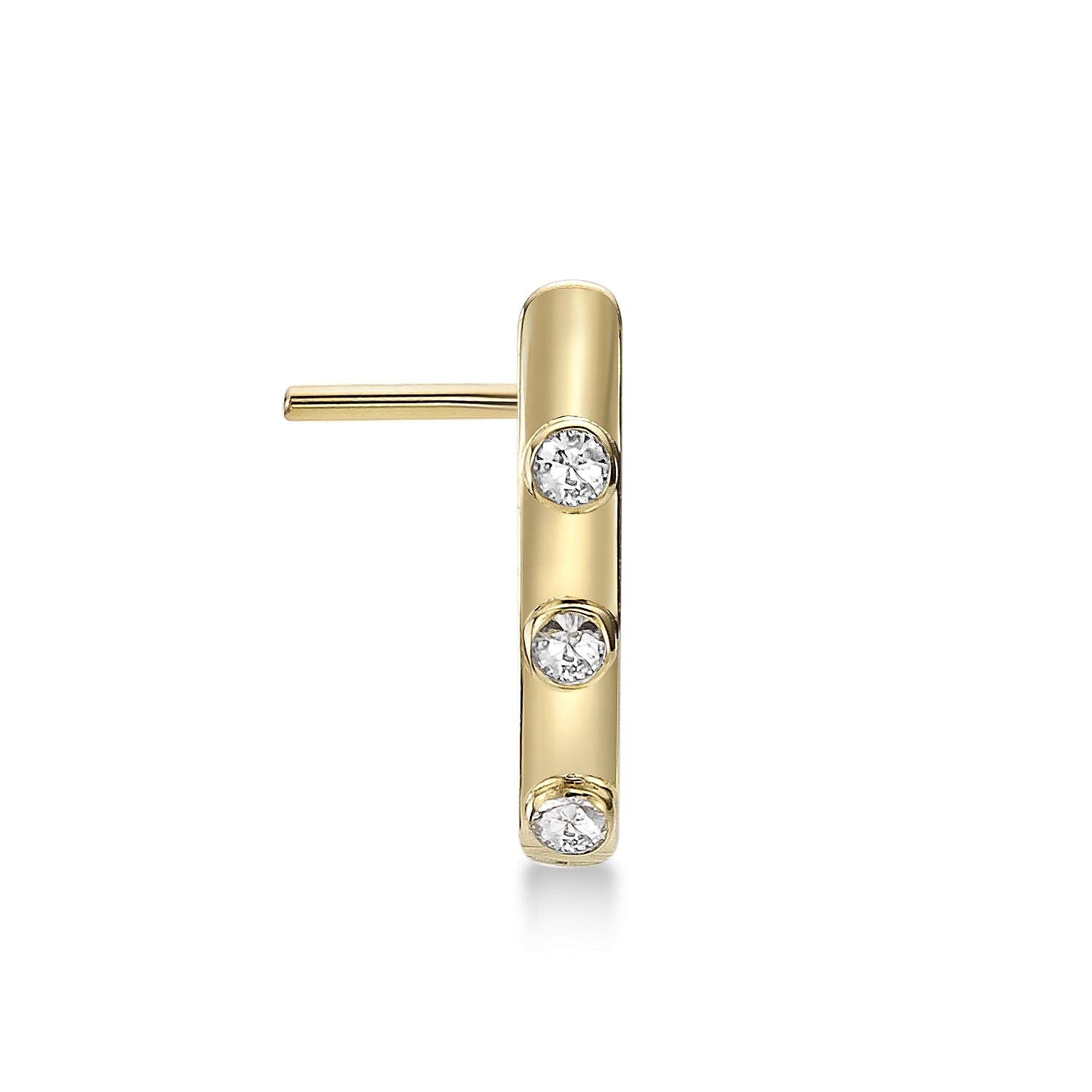 14K CZ Faux Hoop L-Shaped Cubic Zirconia Nose Ring - 20G