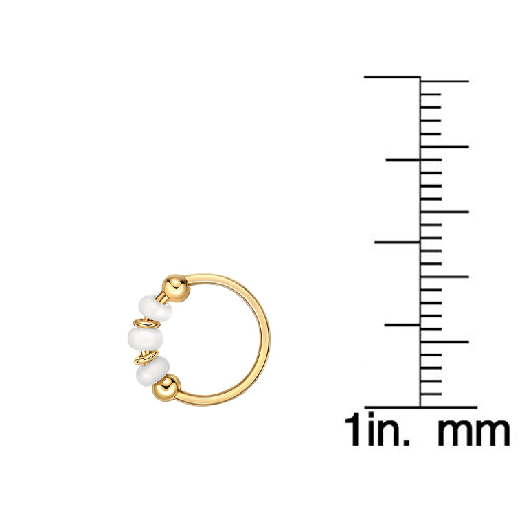 14K Beaded Hoop Nose Ring - 20G
