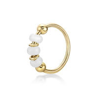 14K Beaded Hoop Nose Ring - 20G