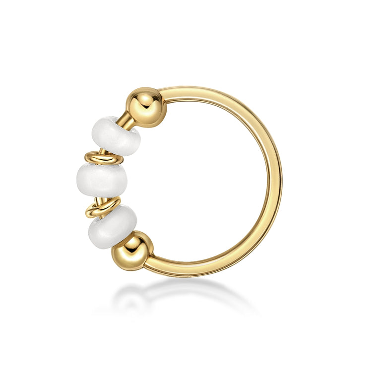 14K Beaded Hoop Nose Ring - 20G
