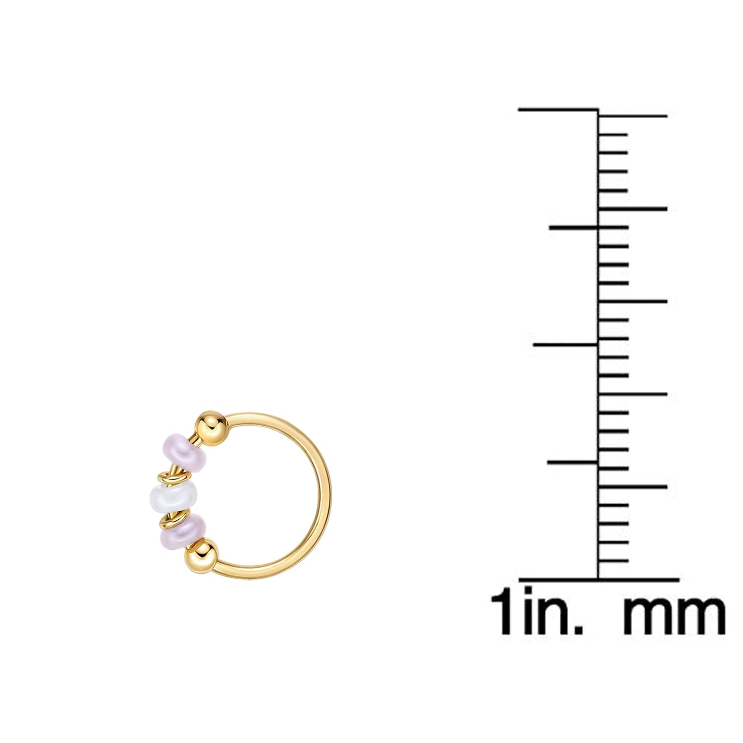14K Beaded Hoop Nose Ring - 20G