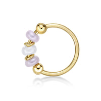 14K Beaded Hoop Nose Ring - 20G