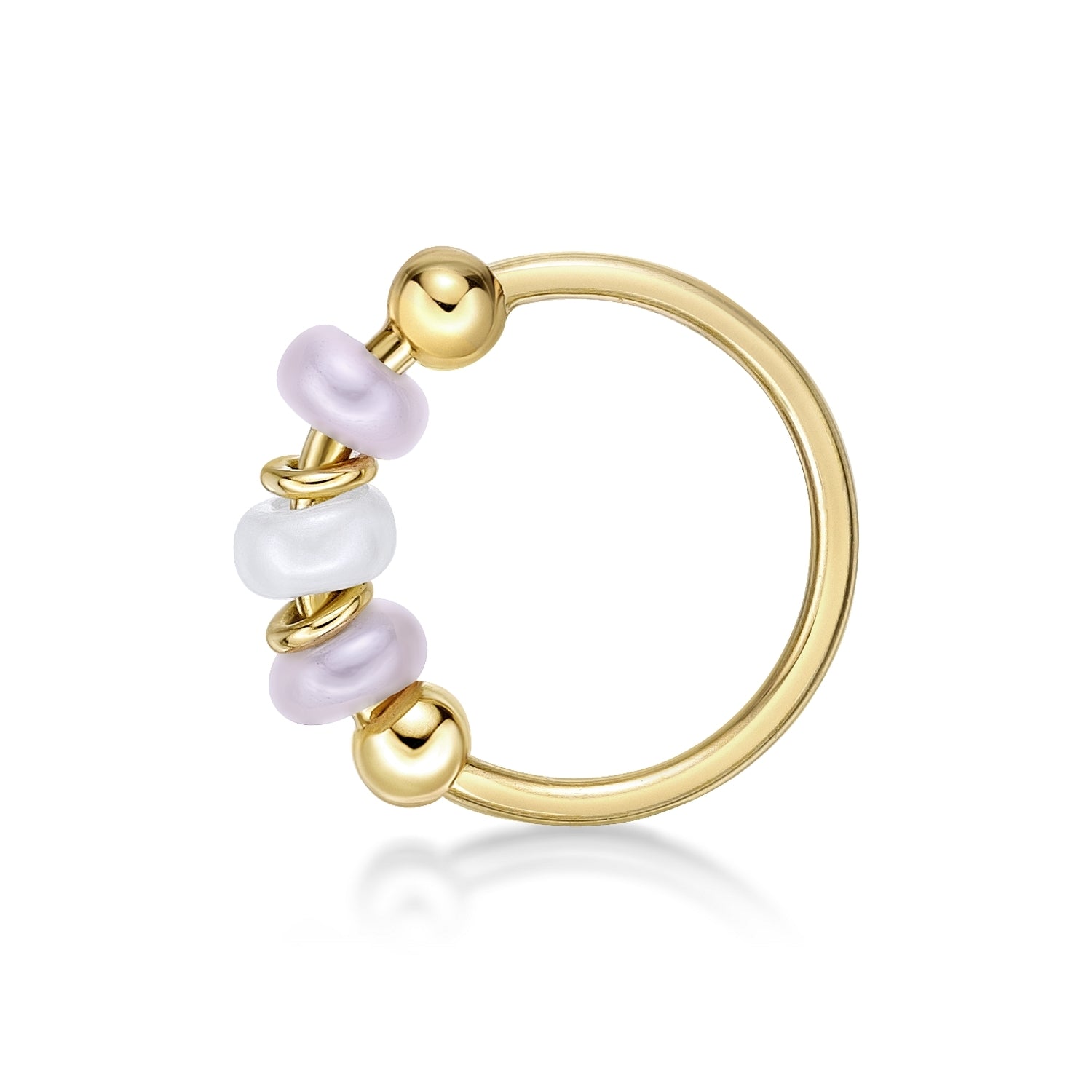 14K Beaded Hoop Nose Ring - 20G