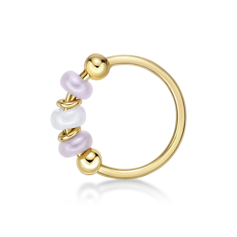 14K Beaded Hoop Nose Ring - 20G