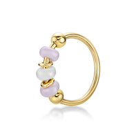 14K Beaded Hoop Nose Ring - 20G