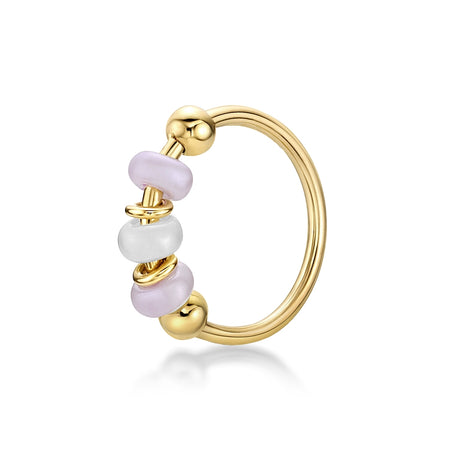 14K Beaded Hoop Nose Ring - 20G
