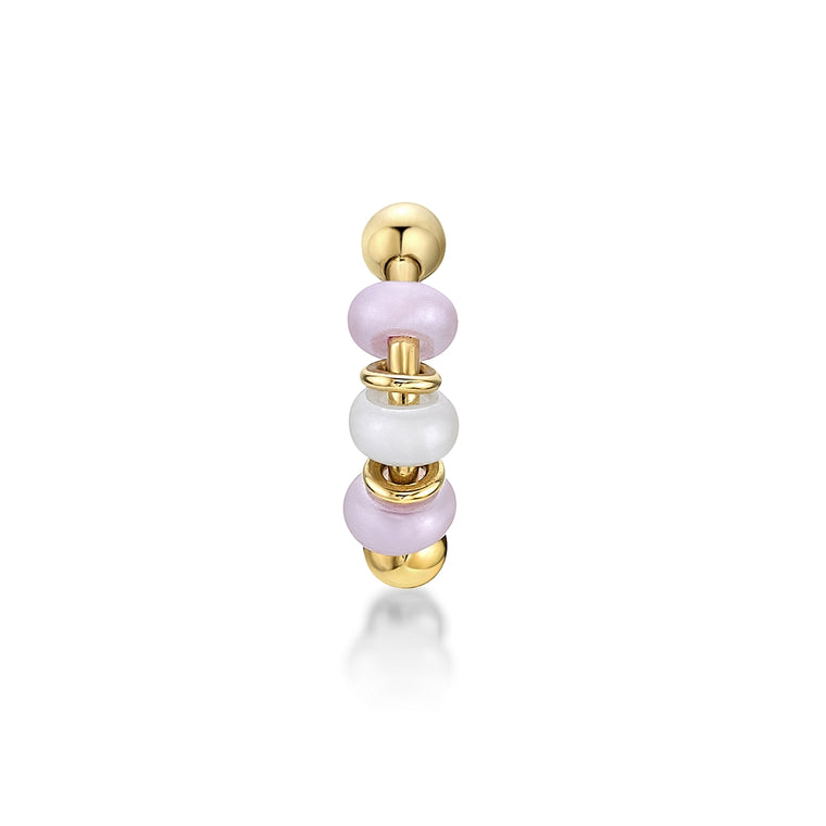 14K Beaded Hoop Nose Ring - 20G
