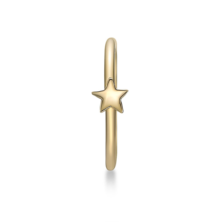 14K Star Hoop Nose Ring - 20G