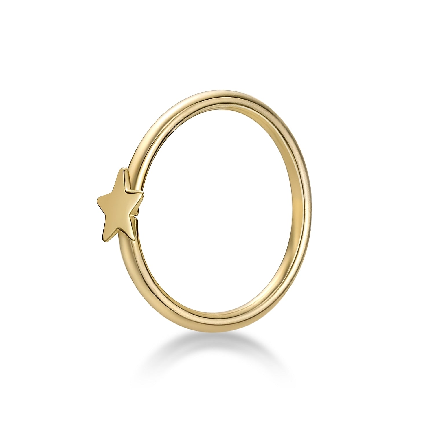 14K Star Hoop Nose Ring - 20G
