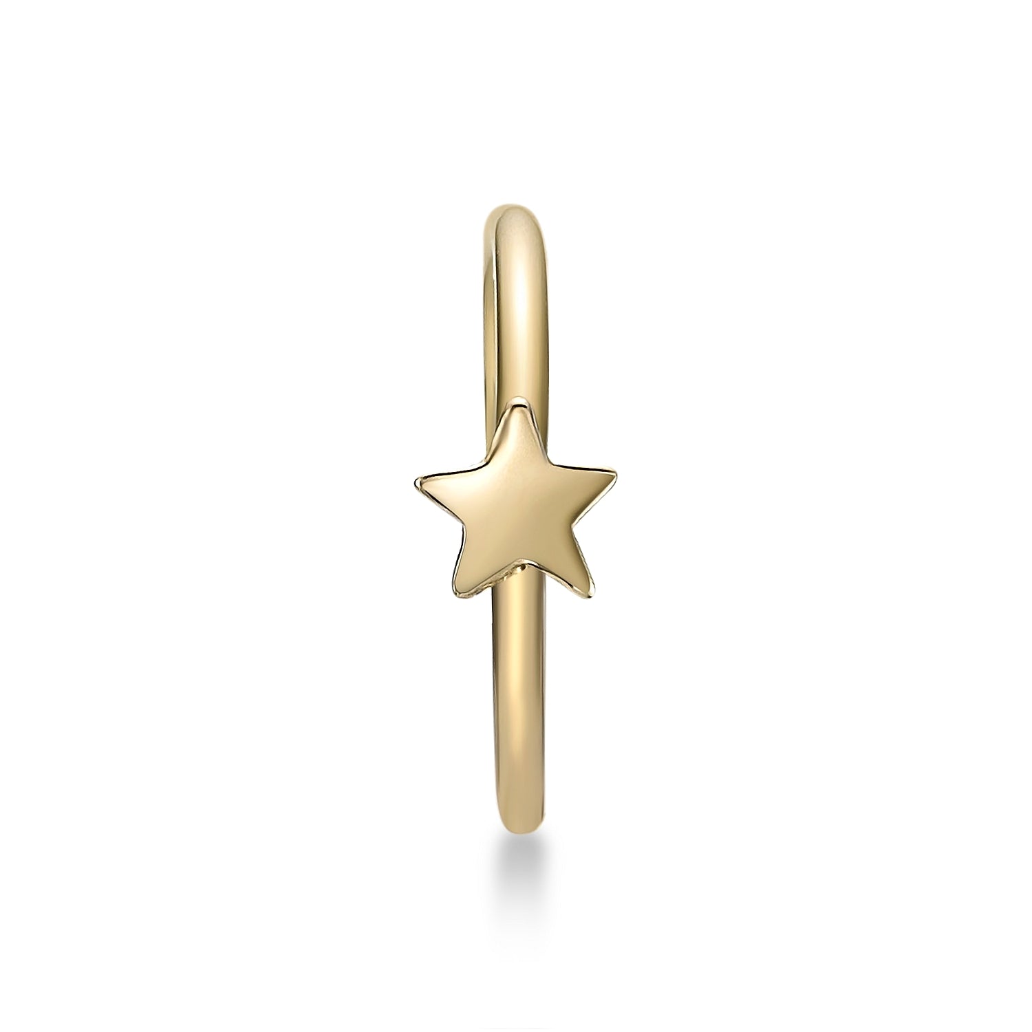14K Star Hoop Nose Ring - 20G