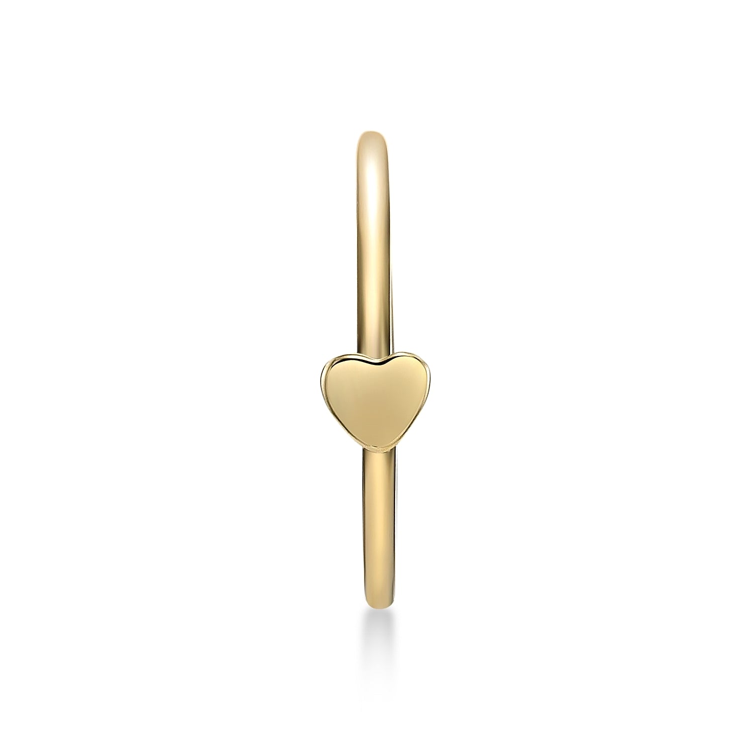 14K Heart Hoop Nose Ring - 20G