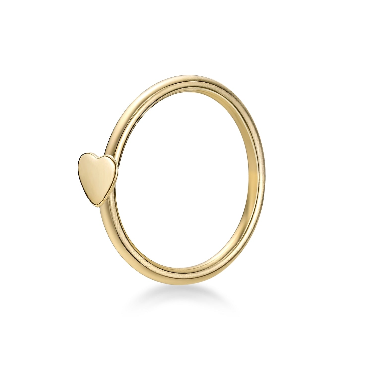 14K Heart Hoop Nose Ring - 20G