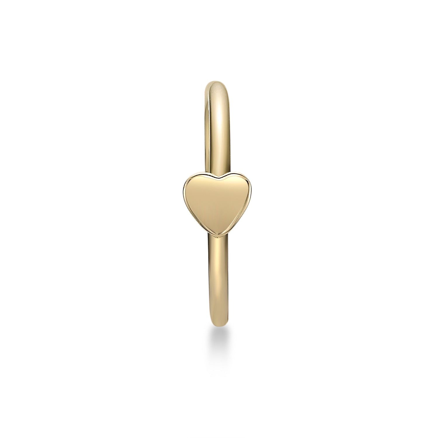14K Heart Hoop Nose Ring - 20G
