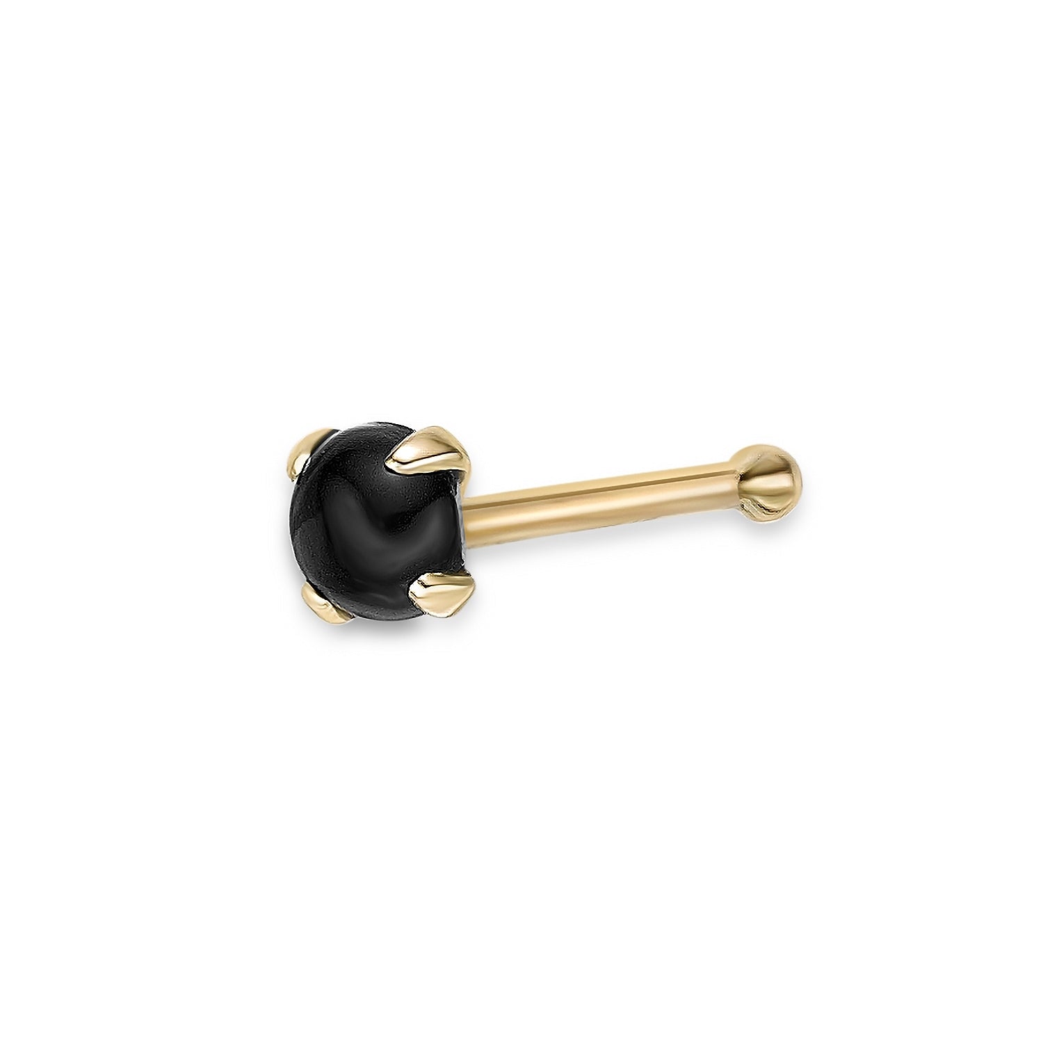 14K Black Onyx Nose Stud - 20G