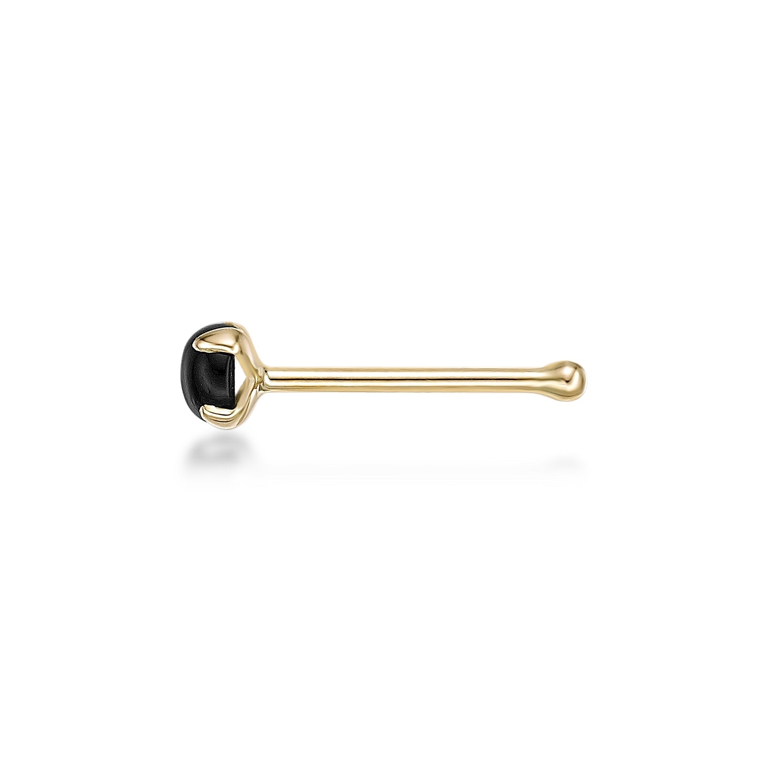 14K Black Onyx Nose Stud - 20G