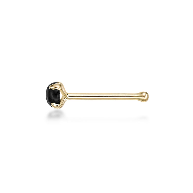 14K Black Onyx Nose Stud - 20G