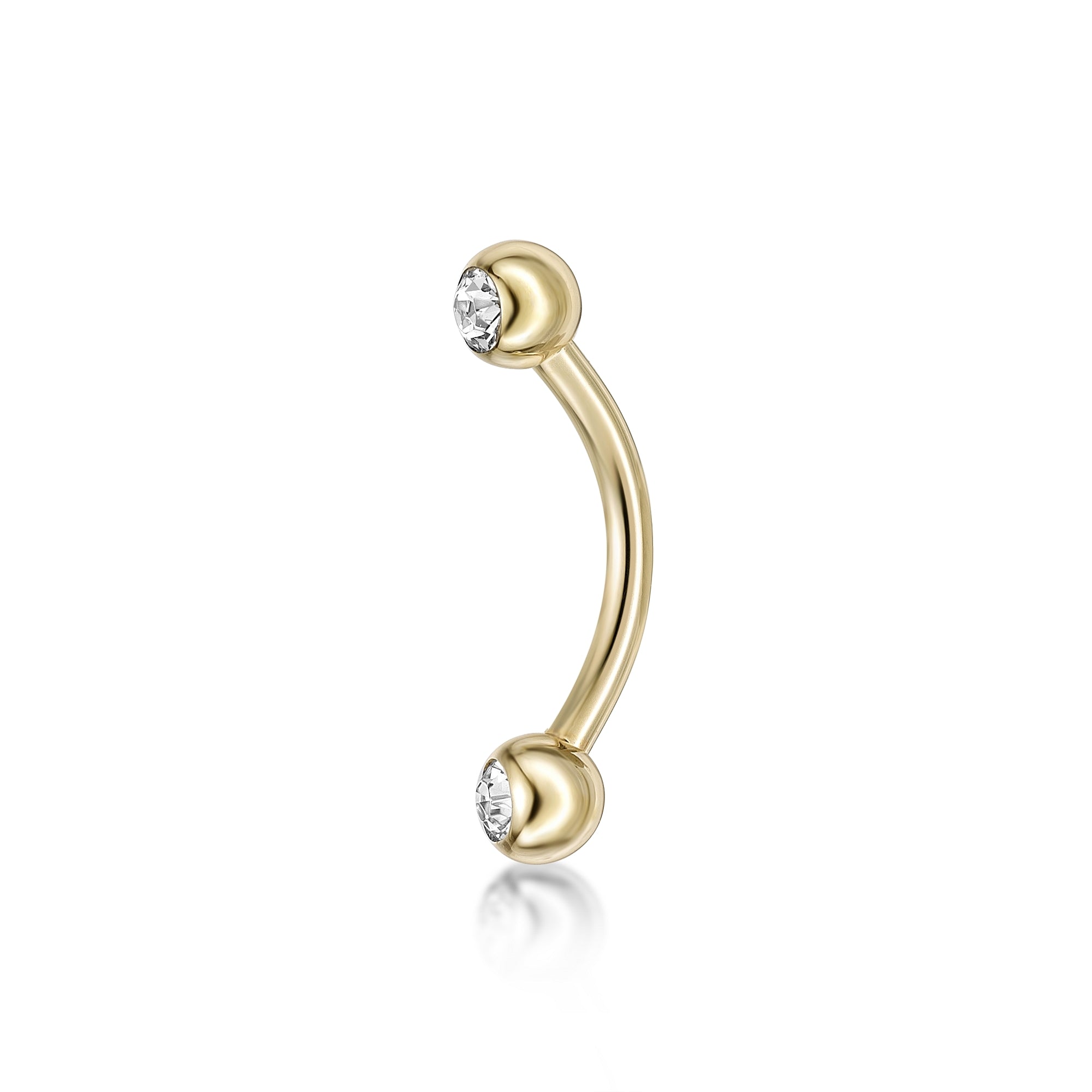 Banana Pin CZ Ball Eyebrow Piercing - 14G