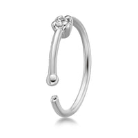 14K Gold Diamond Nose Hoop - 22G