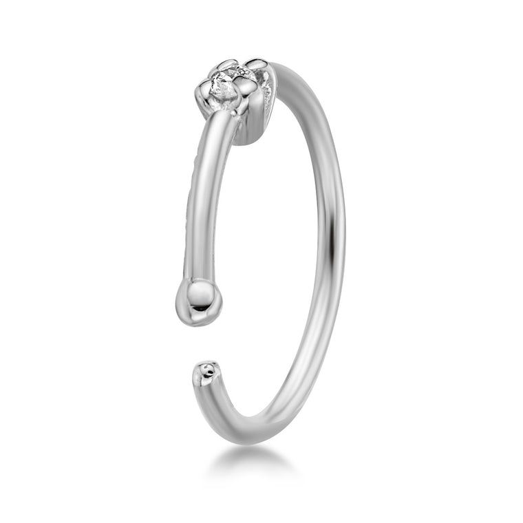 14K Gold Diamond Nose Hoop - 22G