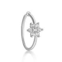 14K FlowerOpen Hoop Nose Ring - 22G