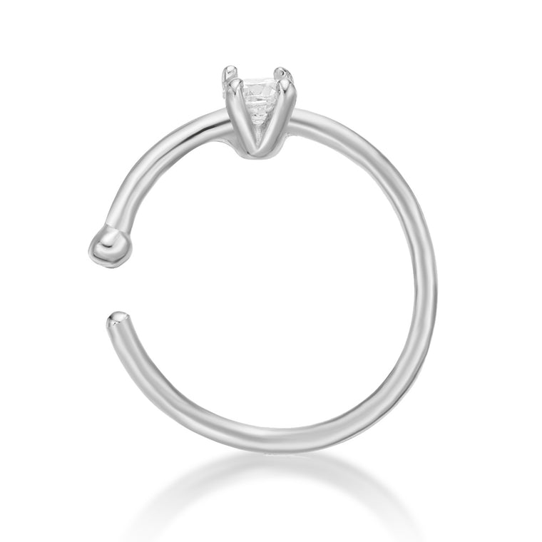 14K Gold Cubic Zirconia Nose Hoop - 22G