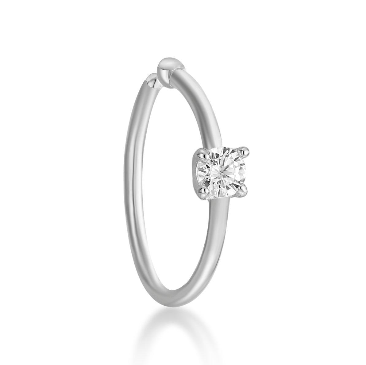 14K Gold Cubic Zirconia Nose Hoop - 22G