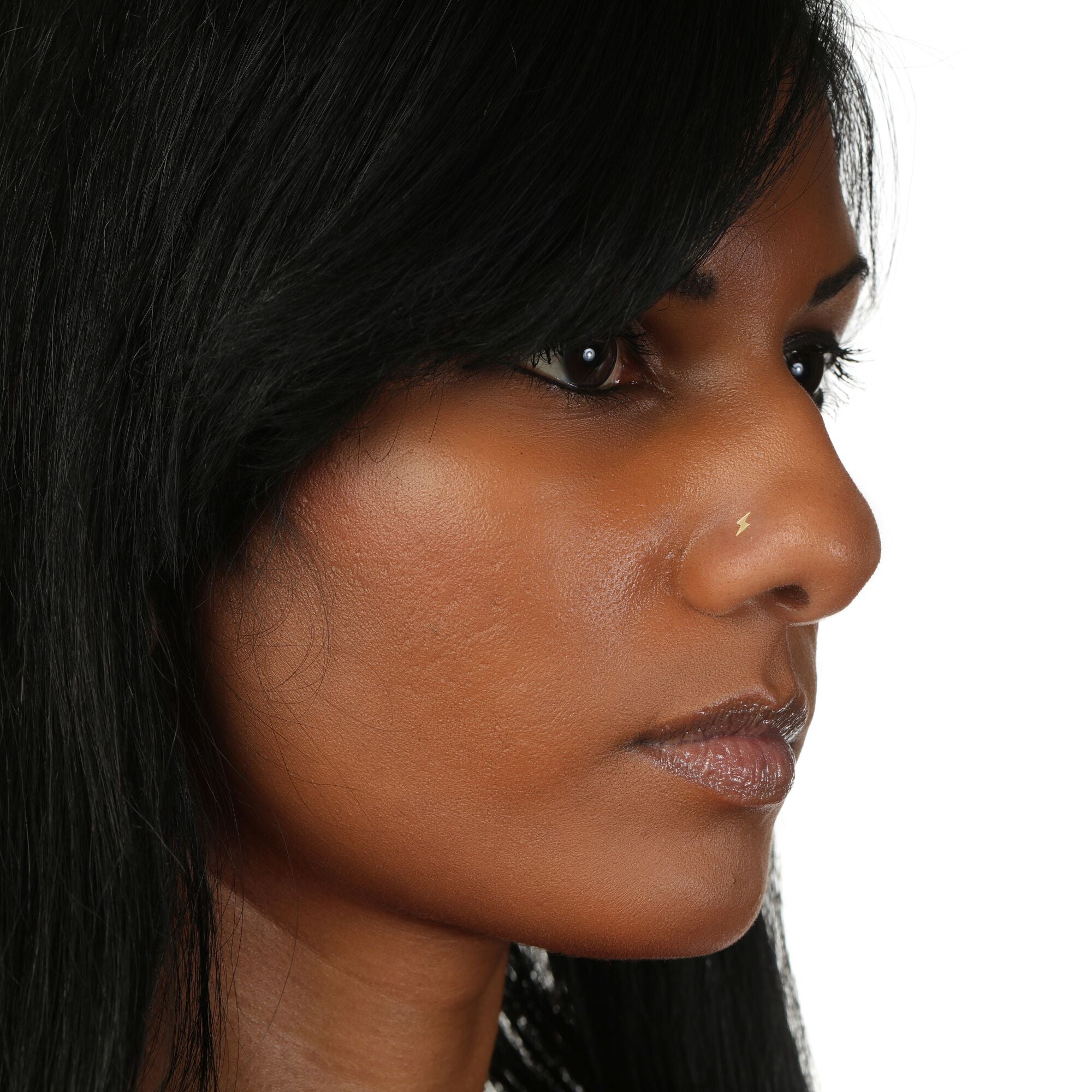 14K Lightning Bolt Curved Nose Ring - 20G