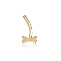14K Dog Bone Curved Nose Ring - 20G