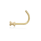 14K Dog Bone Curved Nose Ring - 20G