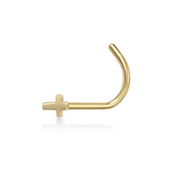 14K Crossed Curved Nose Ring - 20G