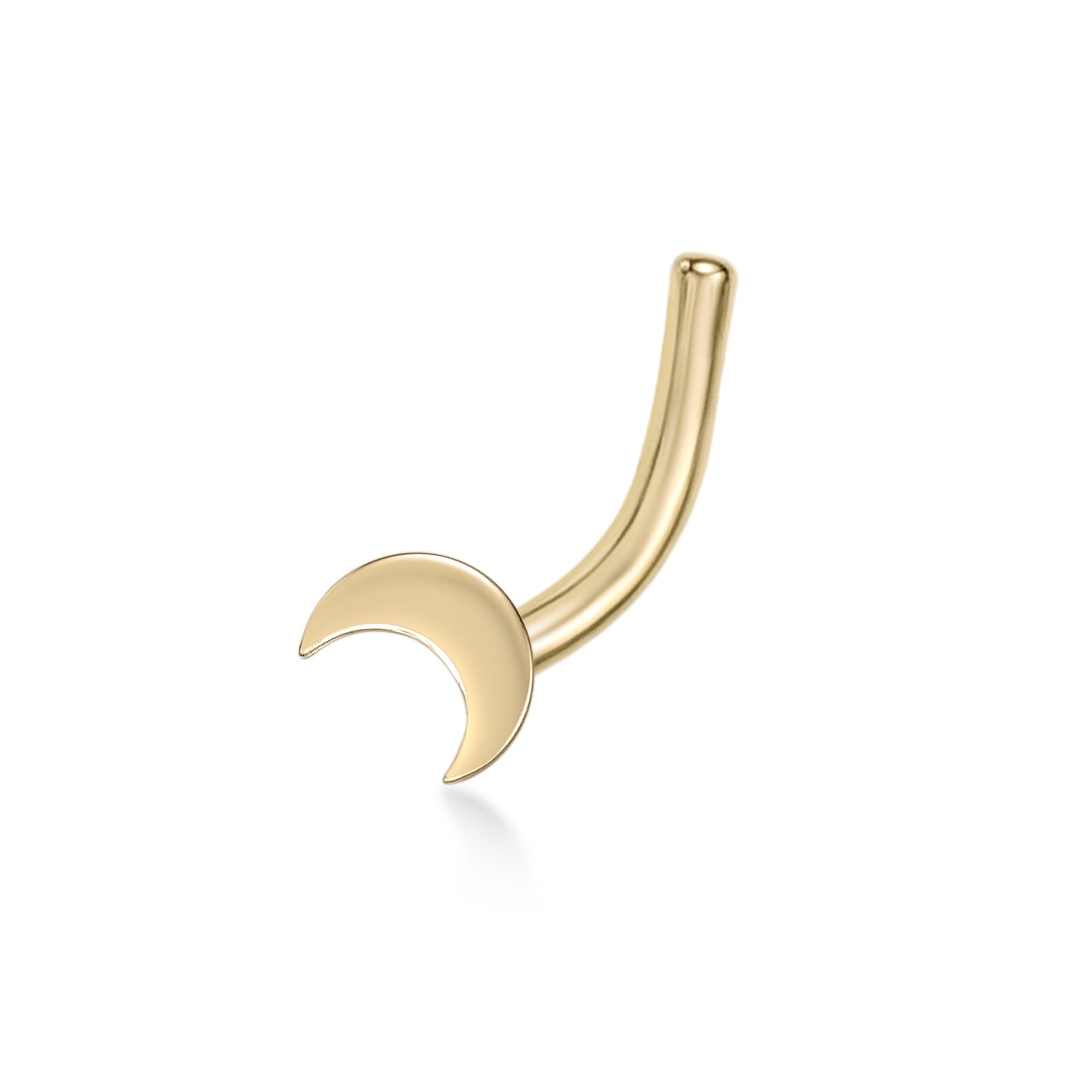 14K Moon Curved Nose Ring - 20G