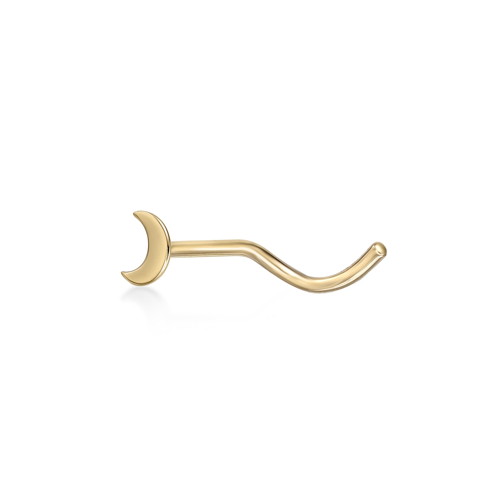 14K Moon Curved Nose Ring - 20G