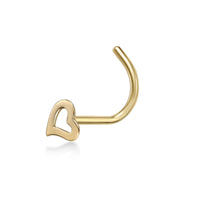 14K Heart Curved Nose Ring - 20G